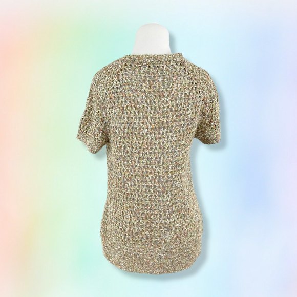 Cabi sz S Sorbet SS Open Weave Sweater Style 196 Sherbet Pink Multi Casual - Picture 2 of 4